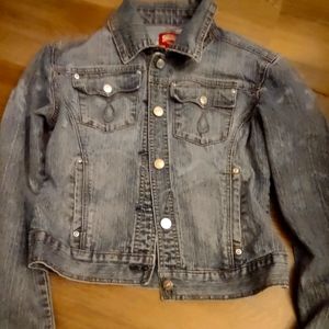 Cropped rustic jean jacket